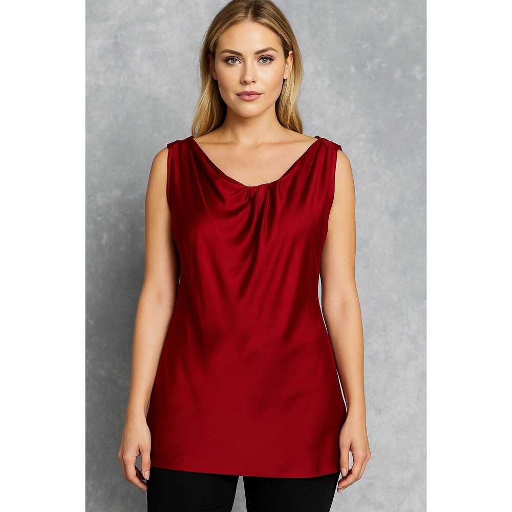 Nanette Lepore Women Top Silk Floral Print Tank Blouse Red Satiny Size 10 Luxury